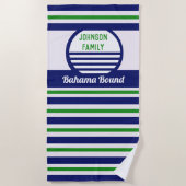 Vacatiebuikhanddoeken voor gezinnen - blauw, groen strandlaken (Voorkant)