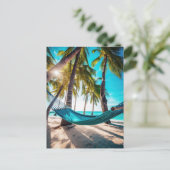 Vacatiepalmen voor de zomerstrand briefkaart (Staand voorkant)
