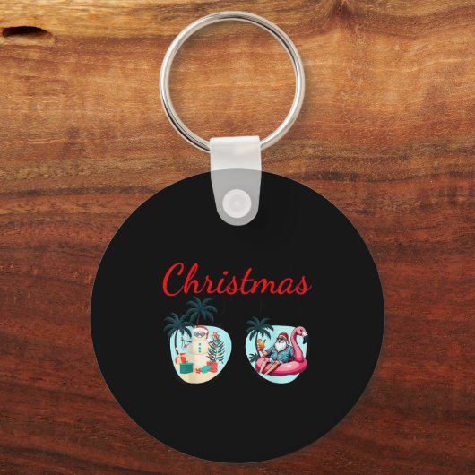 Vacation Christmas In June Sungles Santa Flamingo Sleutelhanger (Voorkant)