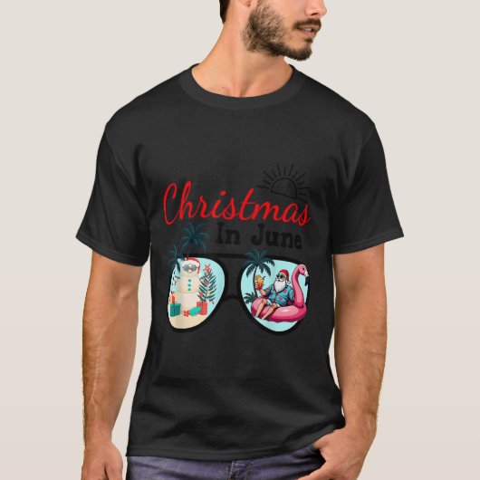 Vacation Christmas In June Sungles Santa Flamingo T-shirt (Voorkant)