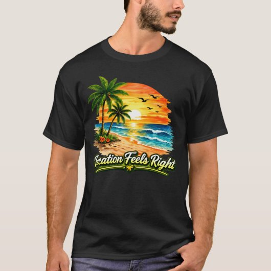 Vacation Feels Right Dark Cotton T-Shirt USA (Devant)