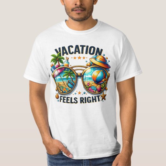 Vacation Feels Right Men’s Value T-Shirt USA (Devant)