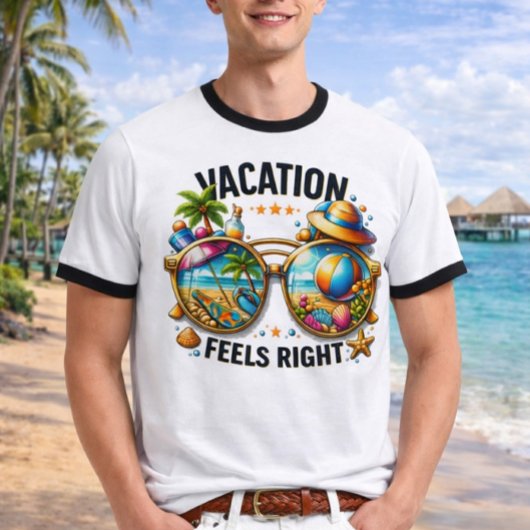 Vacation Feels Right Ringer T-Shirt USA