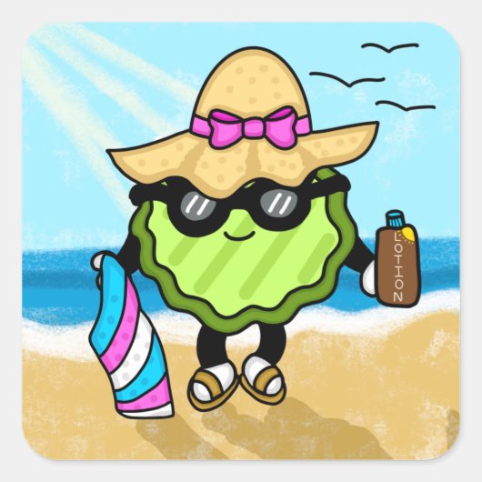 Vacation Pickle | Vakantiepickle Vierkante Sticker (Voorkant)
