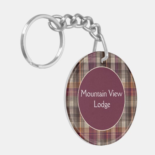 Vacation Rental custom Keychain Gingham Pattern (Voorkant Links)