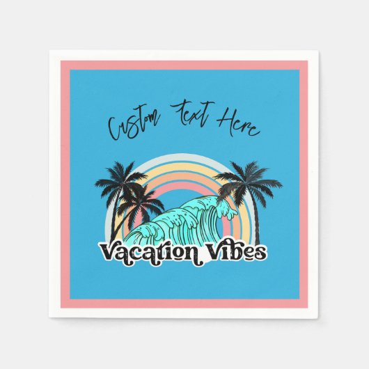 Vacation Vibes Ocean Waves Rainbow Palm Tree Servet (Voorkant)