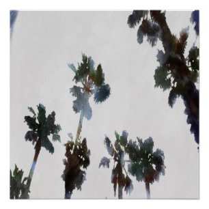 Vacature Tropical Palms Artistic Waterverf Perfect Poster