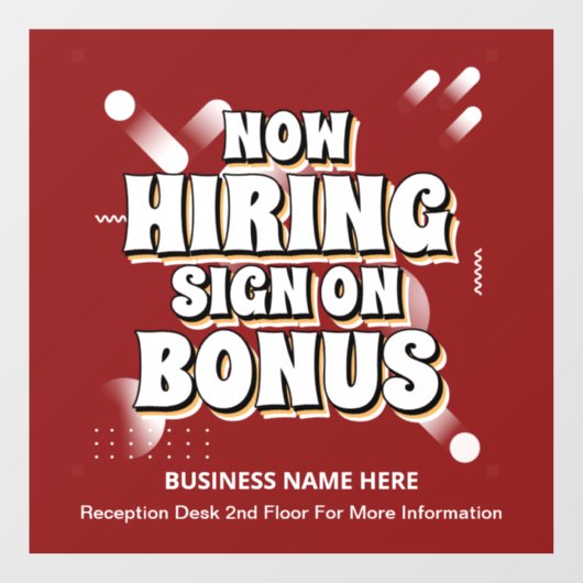 Vacatures nu werven Werknemer Bonus Personaliseer Raamsticker (Vel)