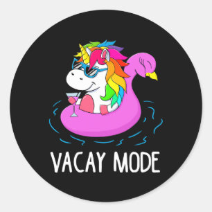 Vacay Mode Schattige Eenhoorn Grappig Familie Vaka Ronde Sticker
