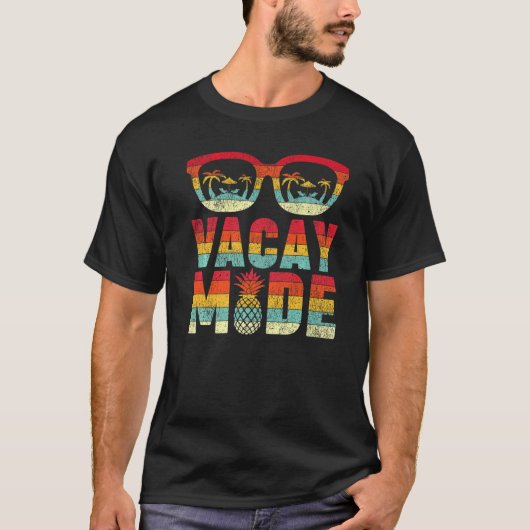 Vacay Mode Summer Sunglazen Style Beach V T-shirt (Voorkant)
