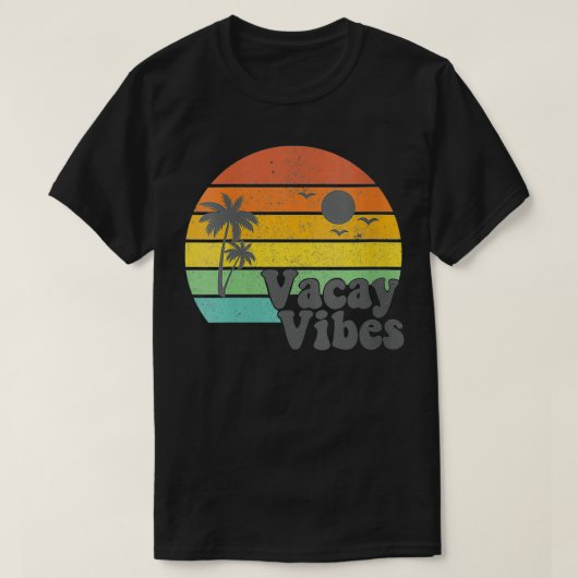 Vacay Vibes Retro Beach Vacation Summer Quo T-shirt (Design voorkant)