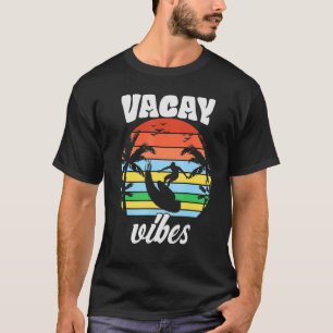 Vacay Vibes Retro Beach Vakantie Zomer Quote Manne T-shirt