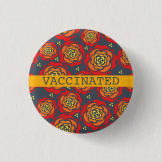 VACCINAAT rode gele florale bedrukt Ronde Button 3,2 Cm