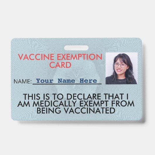 Vaccinatie-uitzonderingskaart ID-badge Badge (Voorzijde)