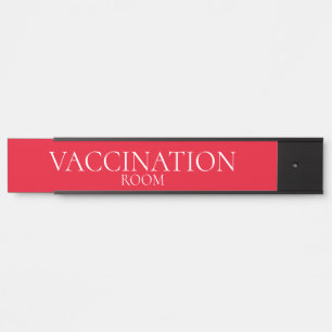 Vaccinatieruimte op rode achtergrond deurteken deurbordje