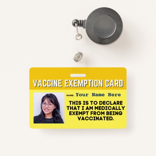 Vaccine Medical Exemption Card ID Badge (Voorkant met intrekbare)