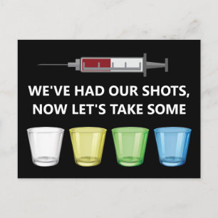 Vaccine Shots Let's Celebrate Funny Party Briefkaa Briefkaart