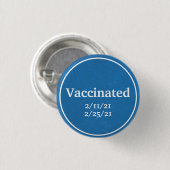 Vaccineerd (blauw) met aangepaste datums ronde button 3,2 cm (Voorkant /achterkant)