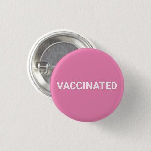 Vaccineerde, roze witte pin knop ronde button 3,2 cm