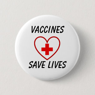 Vaccins redden levens met licht shirt ronde button 5,7 cm