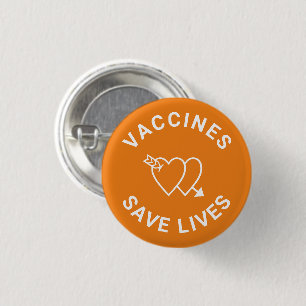 Vaccins redden levens oranje wit hart schattig ronde button 3,2 cm