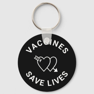 Vaccins redden levens zwarte witte harten schattig sleutelhanger