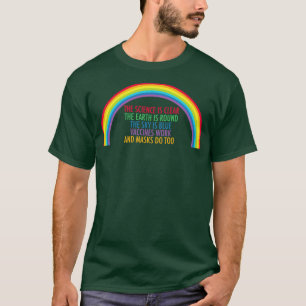 Vaccins werken Draag een masker regenboog rijm T-shirt