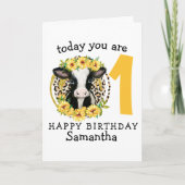 Vache 1ère joyeuse carte d'anniversaire (Devant)