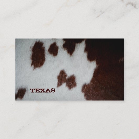 Vache à carte de visite de fourrure du Texas (Devant)