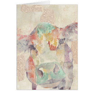 Vache à collage de ferme d'aquarelle