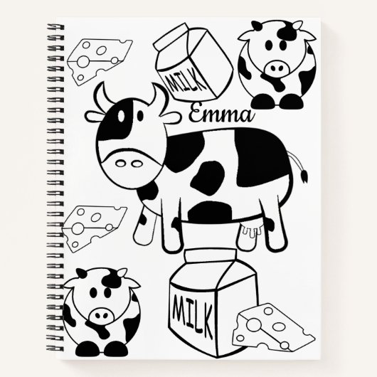 Vache à coloriage Carnet spirale (Devant)