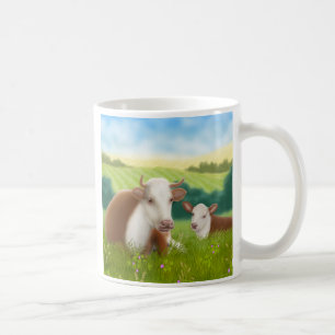 Vache à Hereford et tasse de veau