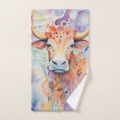 Vache à l'aquarelle Bubbly Douce (Serviette à main)