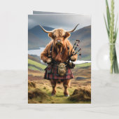 Vache Amusante Highland Avec Bagpipes, Carte Anniv (Dos)