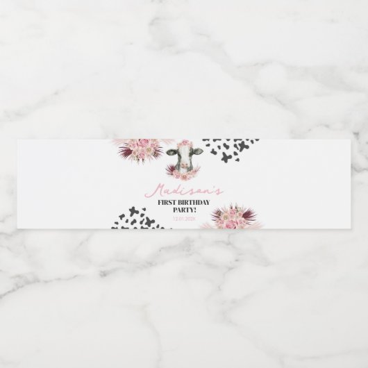 Vache Anniversaire Fête Étiquette de bouteille d'e (Étiquettes simples)