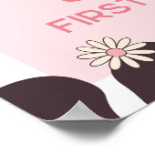 Vache Anniversaire Floral rose Affiche de bienvenu (Coin)