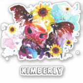 Vache avec tournesol Autocollant en vinyle coupé s (Devant)