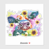 Vache avec tournesol Autocollant en vinyle coupé s (Feuille)