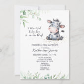 Vache Baby shower verdure Boy Farm Invitation (Devant)