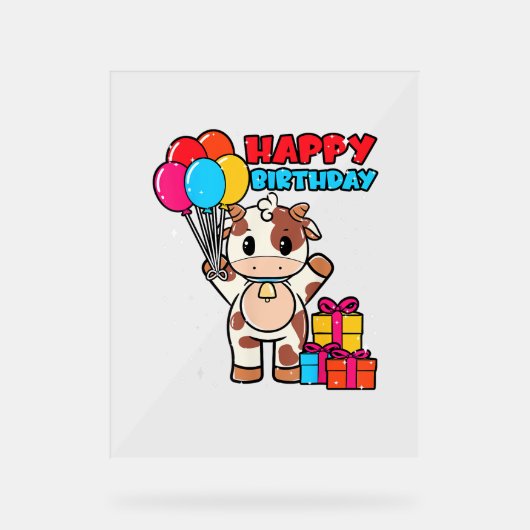 Vache Birthday Balloon Thème Cattleman Farman Cute (Recto)