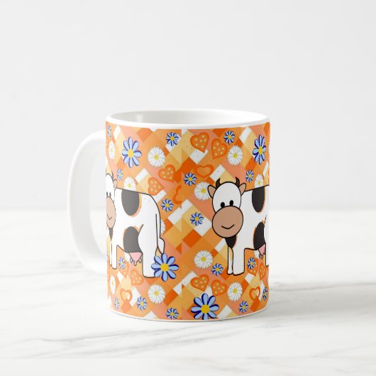 Vache Bleu étoiles Chevron Mug (Devant gauche)