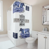 vache bleue rideau de douche blanc (En situation)