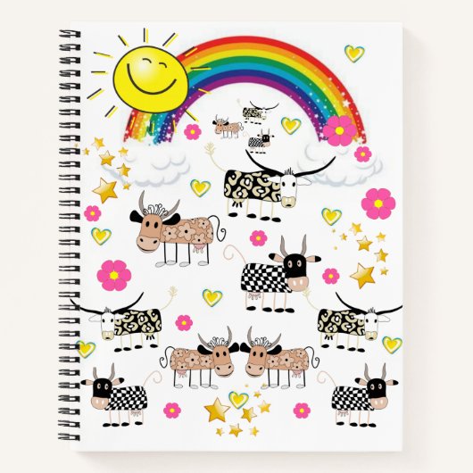 Vache Carnet spirale Ciel arc-en-ciel nuages solei (Devant)