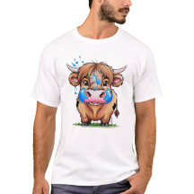 vache cheeky highland, tshirt bleu bubblegum éclat
