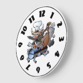 Vache chevauchant une horloge de barbecue (Angle)
