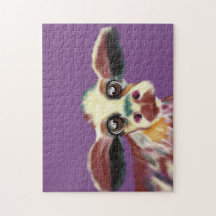 Vache colorée avec le puzzle de yeux émouvants