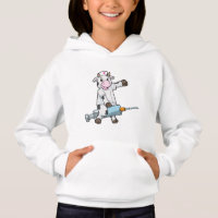 Vache comme infirmière avec coeur et seringue
