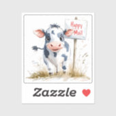Vache, Courrier Heureux, Autocollant (Feuille)
