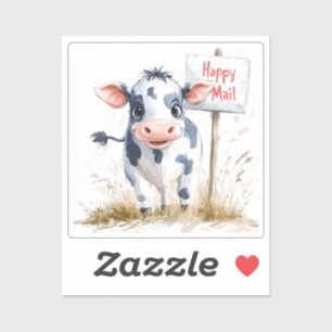 Vache, Courrier Heureux, Autocollant