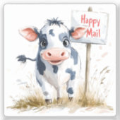 Vache, Courrier Heureux, Autocollant (Recto)
